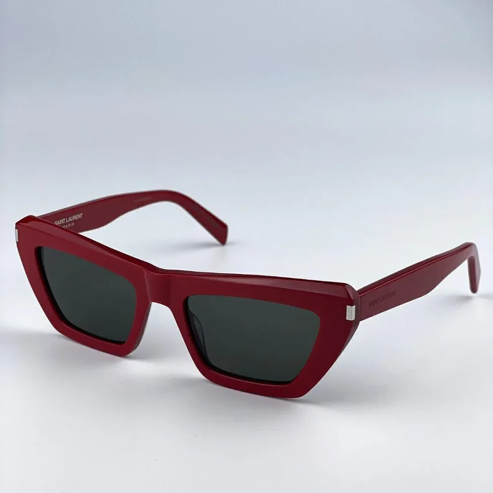 NEW Saint Laurent SL467 003 Red Grey Cat Eye Women Sunglasses